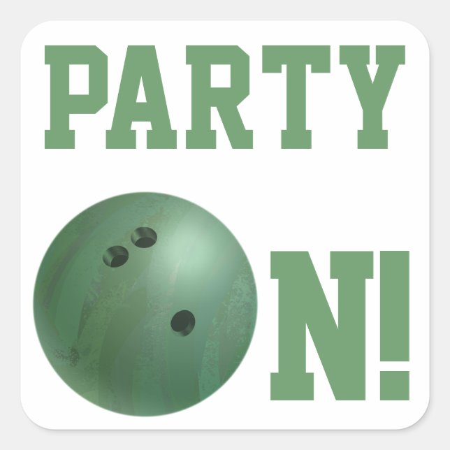 Green Bowling Ball Party On Sticker (Front)