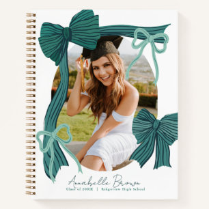 Green Bows Photo Graduation Guest Book