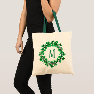 Green Boxwood Leaves Wreath | Personalised Tote Bag