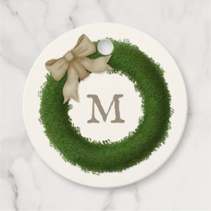 Green Boxwood Wreath Pretty Monogrammed Custom Favour Tags