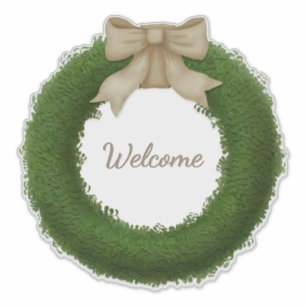 Green Boxwood Wreath With Bow Custom Name or Text