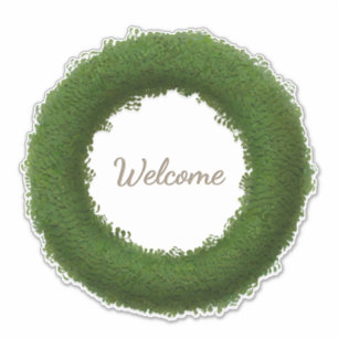 Green Boxwood Wreath With Custom Name or Text