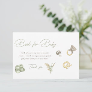 Green Boy Baby Shower Books For Baby Card