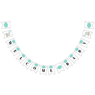 Green Boy Baby Shower Penguin Bunting