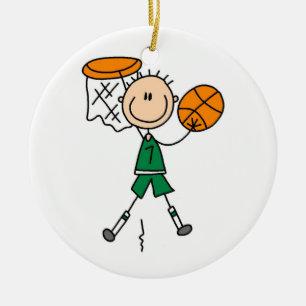 Green Boy Basketball Player t-shirts and Gifts Ceramic Tree Decoration