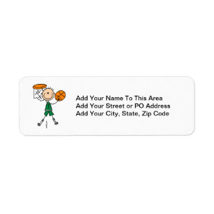 Green Boy Basketball Player t-shirts and Gifts Return Address Label