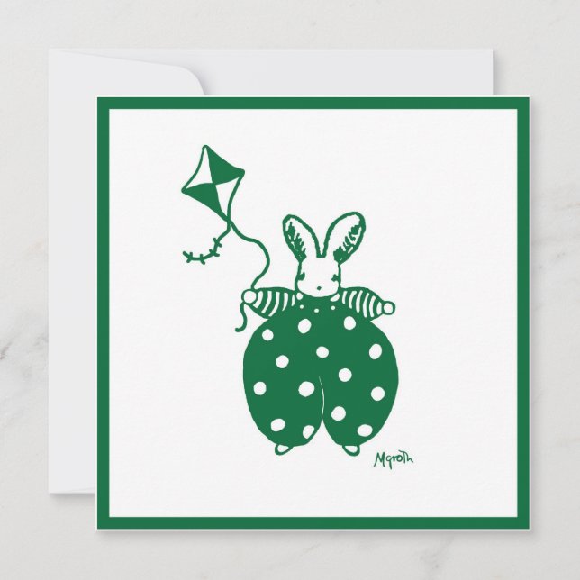 Green boy bunny invitation (Front)