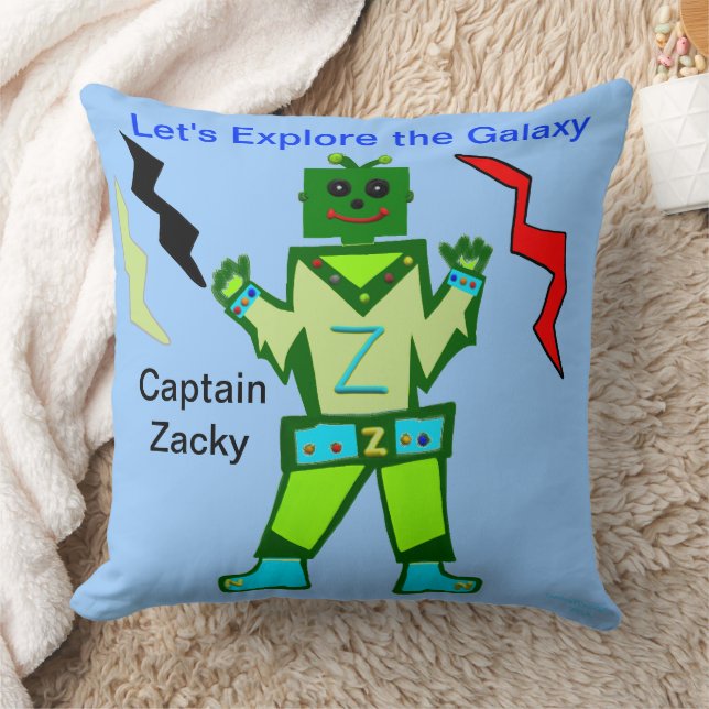 Green Boy Robot Captain Zacky Galaxy Explorer Cushion (Blanket)