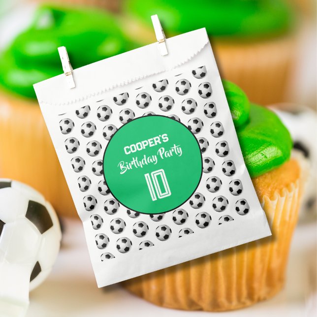 Green Boy Soccer Birthday Party Favour Bag (Creator Uploaded)