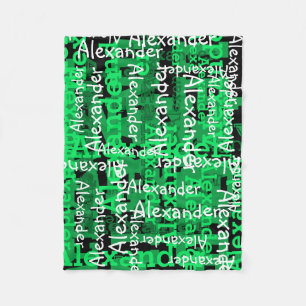 Green Boy's All-over Name Collage Personalised Fleece Blanket
