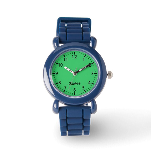 Green Boys Personalized Kids Watch  (Front)
