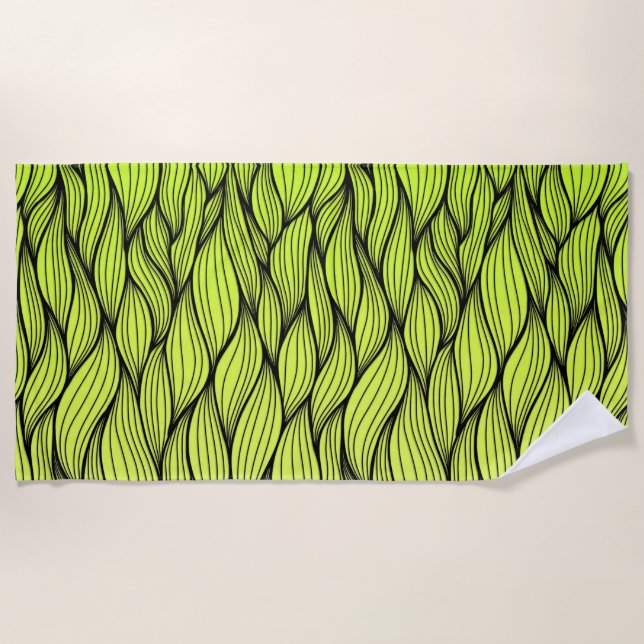 Green Braids Pattern Beach Towel (Front)