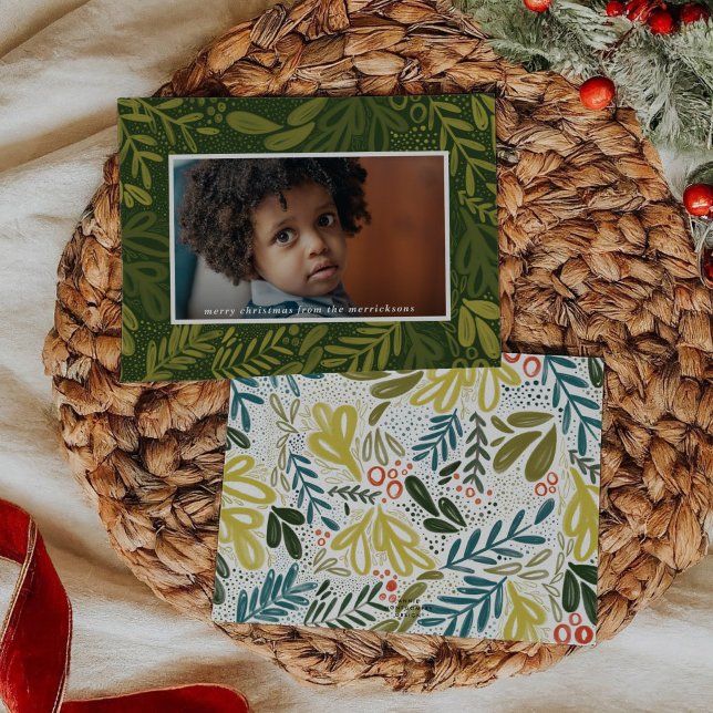 Green Bramble | Festive Botanical Photo Holiday Card (Green Bramble | Festive Botanical Photo Holiday Card)