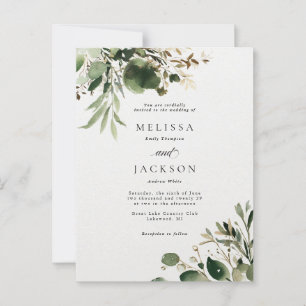 Green Branches and Cream Wedding Postcard
