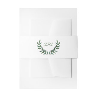 Green Branches Initials Invitation Belly Band