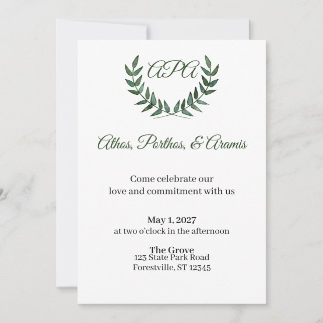 Green Branches Invitation (Front)