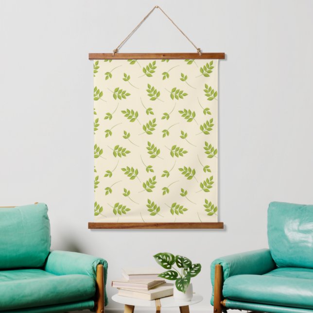  Green Branches Leaves Seamless  Hanging Tapestry (Living Room)