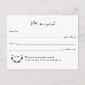 Green Branches RSVP Postcard