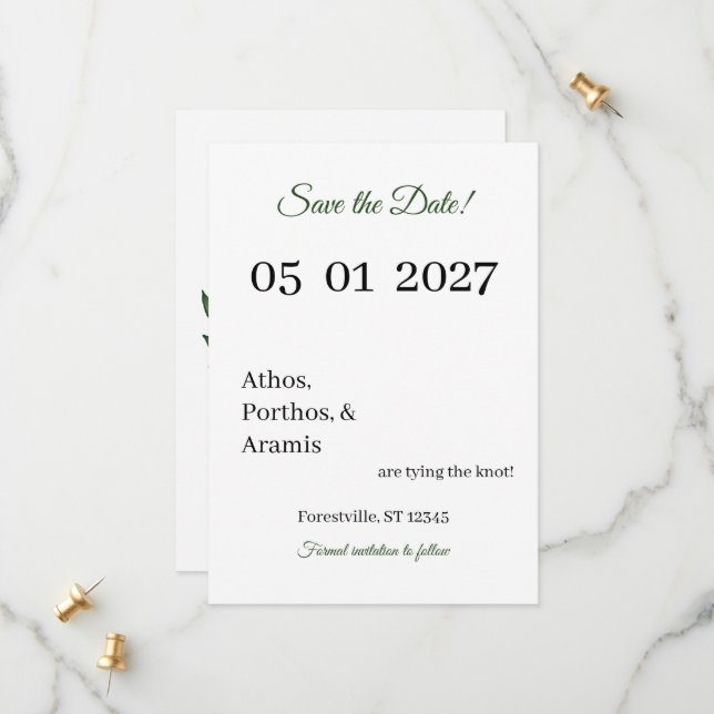 Green Branches Save the Date (Front/Back In Situ)