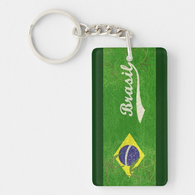 Green Brazil Flag Key Ring (Front)