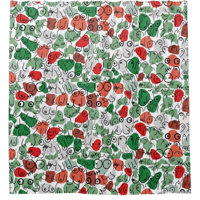 green breast design shower curtain (Front)