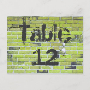 Green Brick Graffiti Reception Table Numbers Postcard