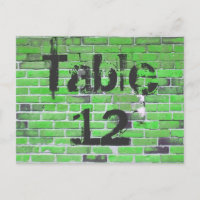 Green Brick Graffiti Reception Table Numbers