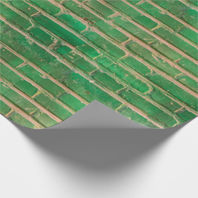 Green Brick Wall Wrapping Paper (Corner)