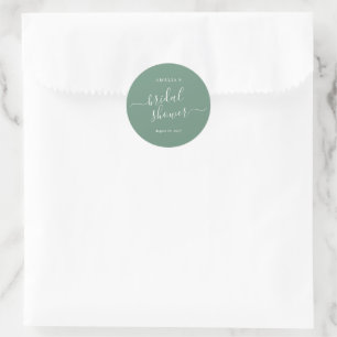 Green Bridal Shower Classic Round Sticker