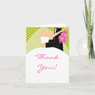 Green Bride & Groom Thank You Note Card