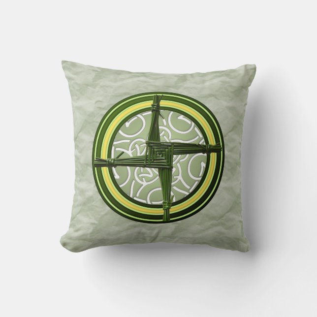 Green Brigid's Cross on Green Cushion (Front)