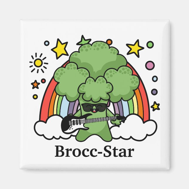 Green Broccoli Brocc, Rock Star Magnet (Front)