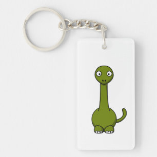 Green Brontosaurus Cartoon Key Ring