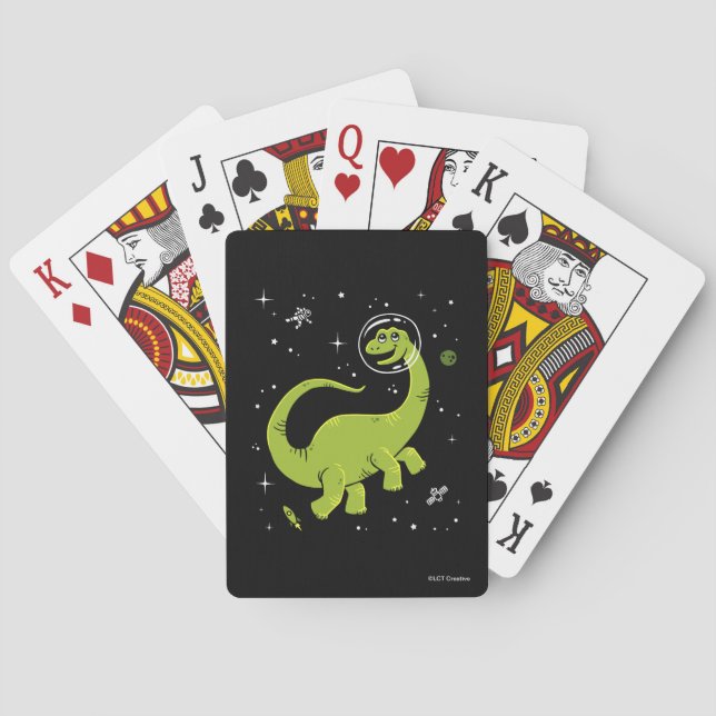 Green Brontosaurus Dinos In Space Playing Cards (Back)