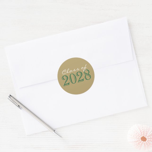 Green & Bronze Graduation Envelope Seal Stickers (Envelope)