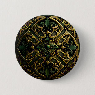 Green Bronze Ornamental Plaid Decoration Pattern 6 Cm Round Badge