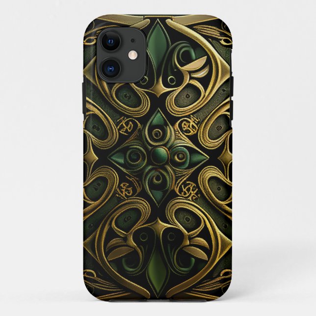 Green Bronze Ornamental Plaid Decoration Pattern Case-Mate iPhone Case (Back)