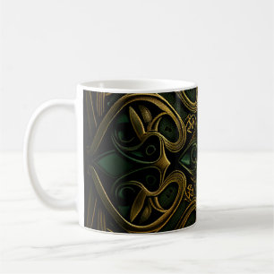 Green Bronze Ornamental Plaid Decoration Pattern Coffee Mug