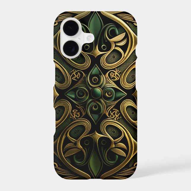 Green Bronze Ornamental Plaid Decoration Pattern iPhone Case (Back)