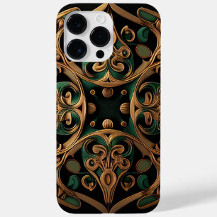 Green Bronze Ornamental Plaid Pattern Decoration Case-Mate iPhone 14 Pro Max Case