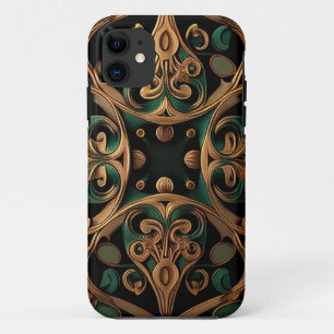 Green Bronze Ornamental Plaid Pattern Decoration iPhone 11 Case