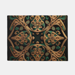 Green Bronze Ornamental Plaid Pattern Decoration Doormat