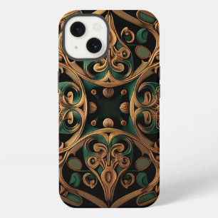 Green Bronze Ornamental Plaid Pattern Decoration iPhone 13 Case