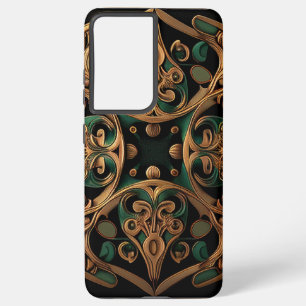 Green Bronze Ornamental Plaid Pattern Decoration Samsung Galaxy Case