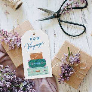 Green Brown Blue Bon Voyage Party Favour Tag