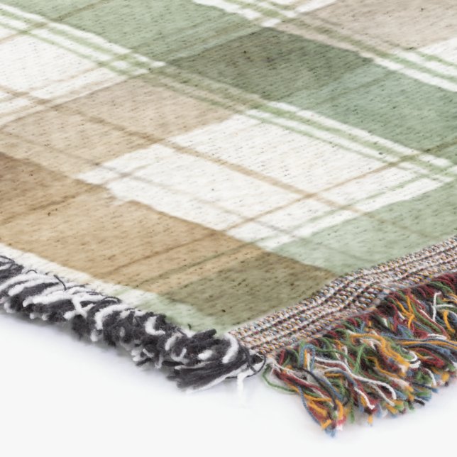 Green Brown Blue Stripes  Throw Blanket (Corner)