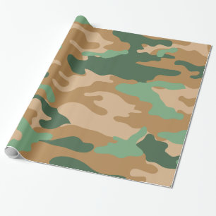 Green Brown Camo Camouflage Wrapping Paper
