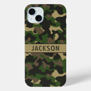 Green Brown Camouflage Personalised iPhone 15 Mini Case