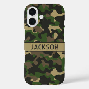 Green Brown Camouflage Personalized iPhone 16 Case