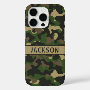 Green Brown Camouflage Personalized iPhone 16 Pro Case